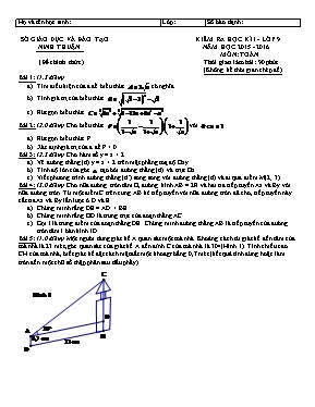 Kiểm ra học kì I - Lớp 9 năm học 2015 - 201 môn Toán